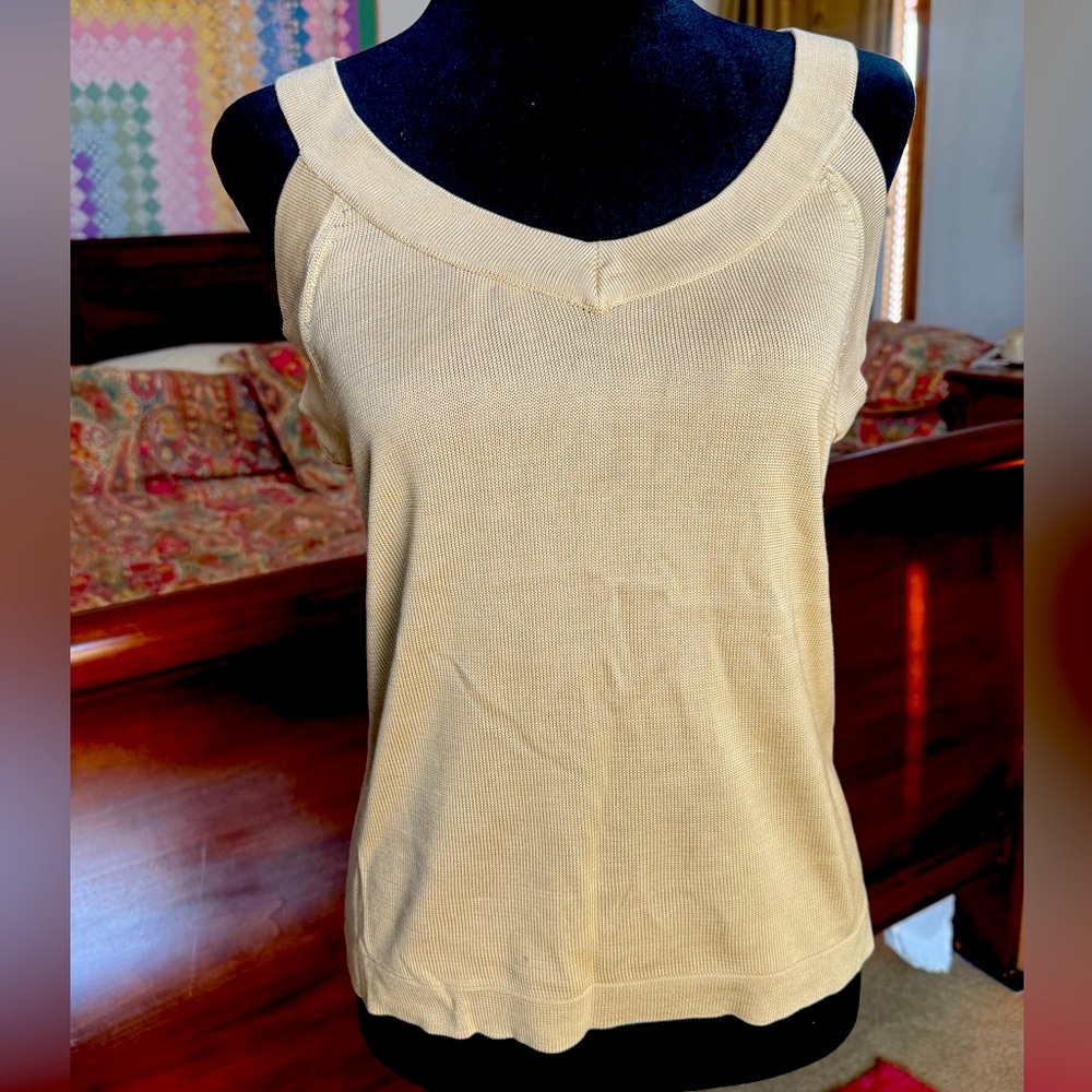 BARRY BRICKEN gold silk knit shell